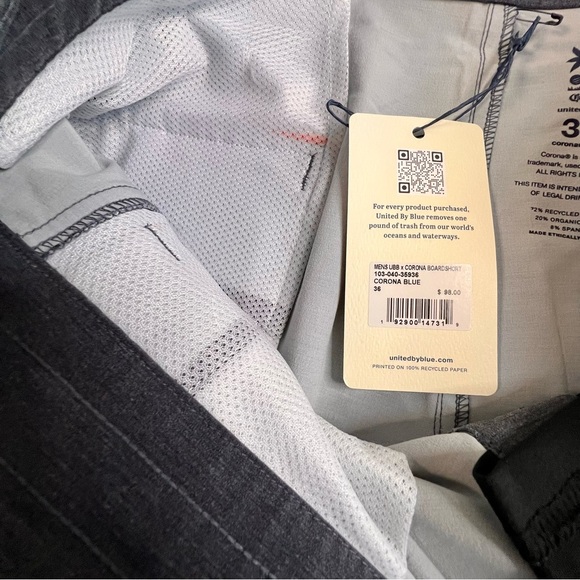 UBB x Corona Men Boardshorts 36 NWT 9" Inseam Recycled Eco-Friendly Swim Trunks - Picture 10 of 16